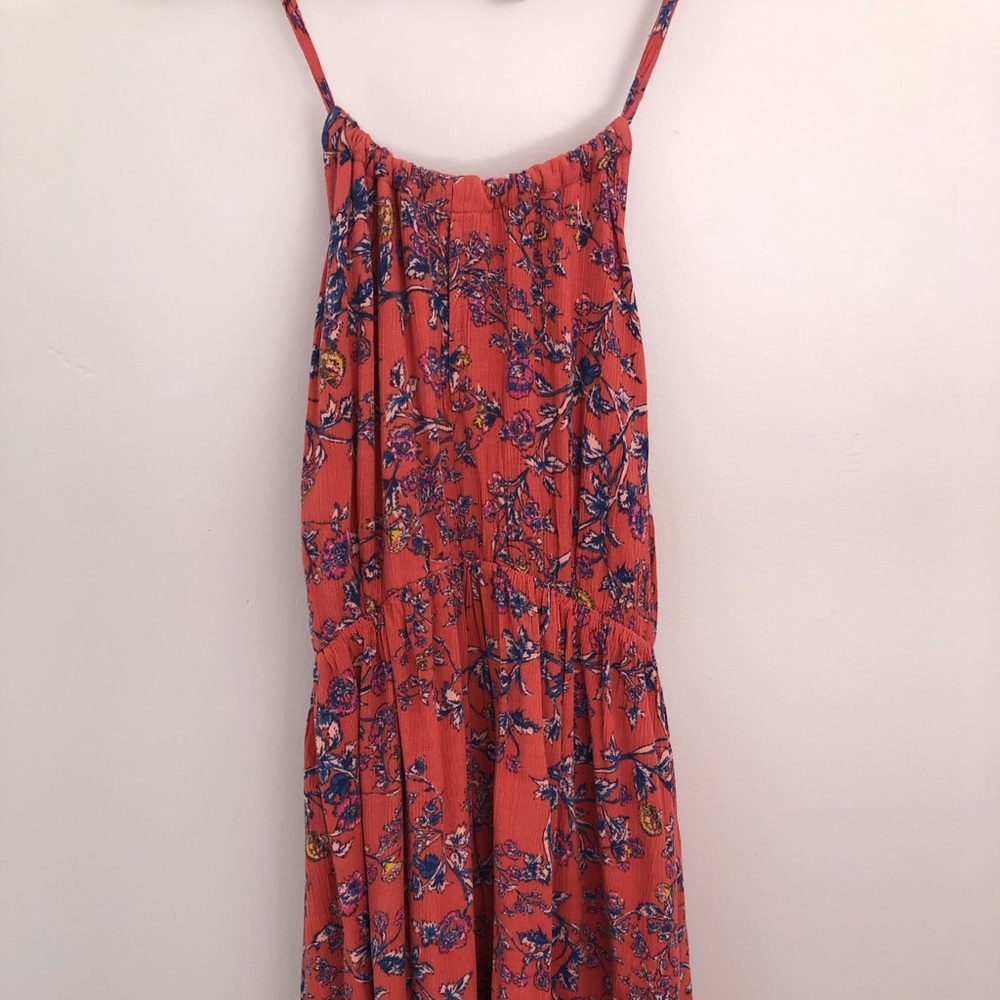 Medium Maternity Dress - Coral with floral pattern
